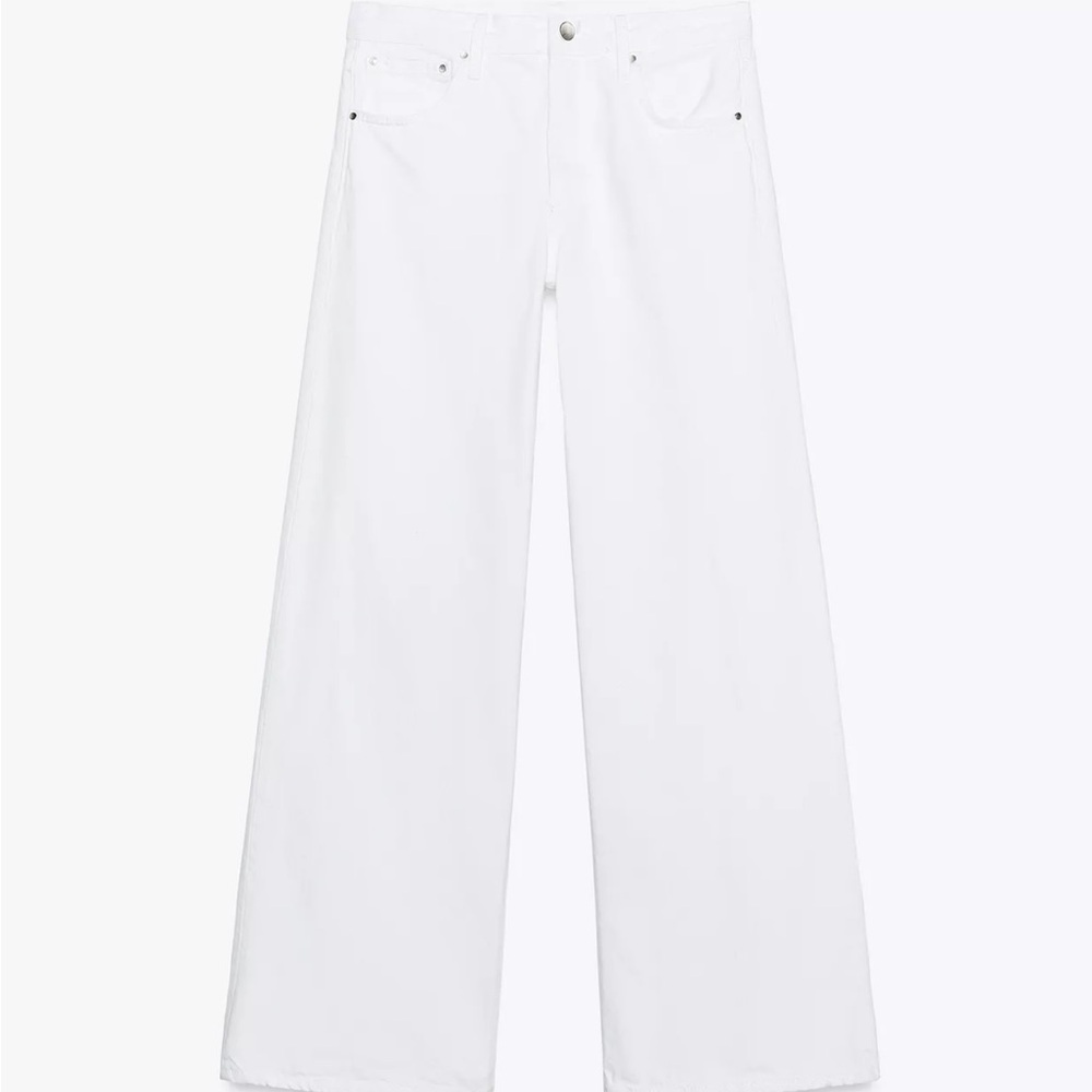 Zara White Flare Wide Leg Jeans